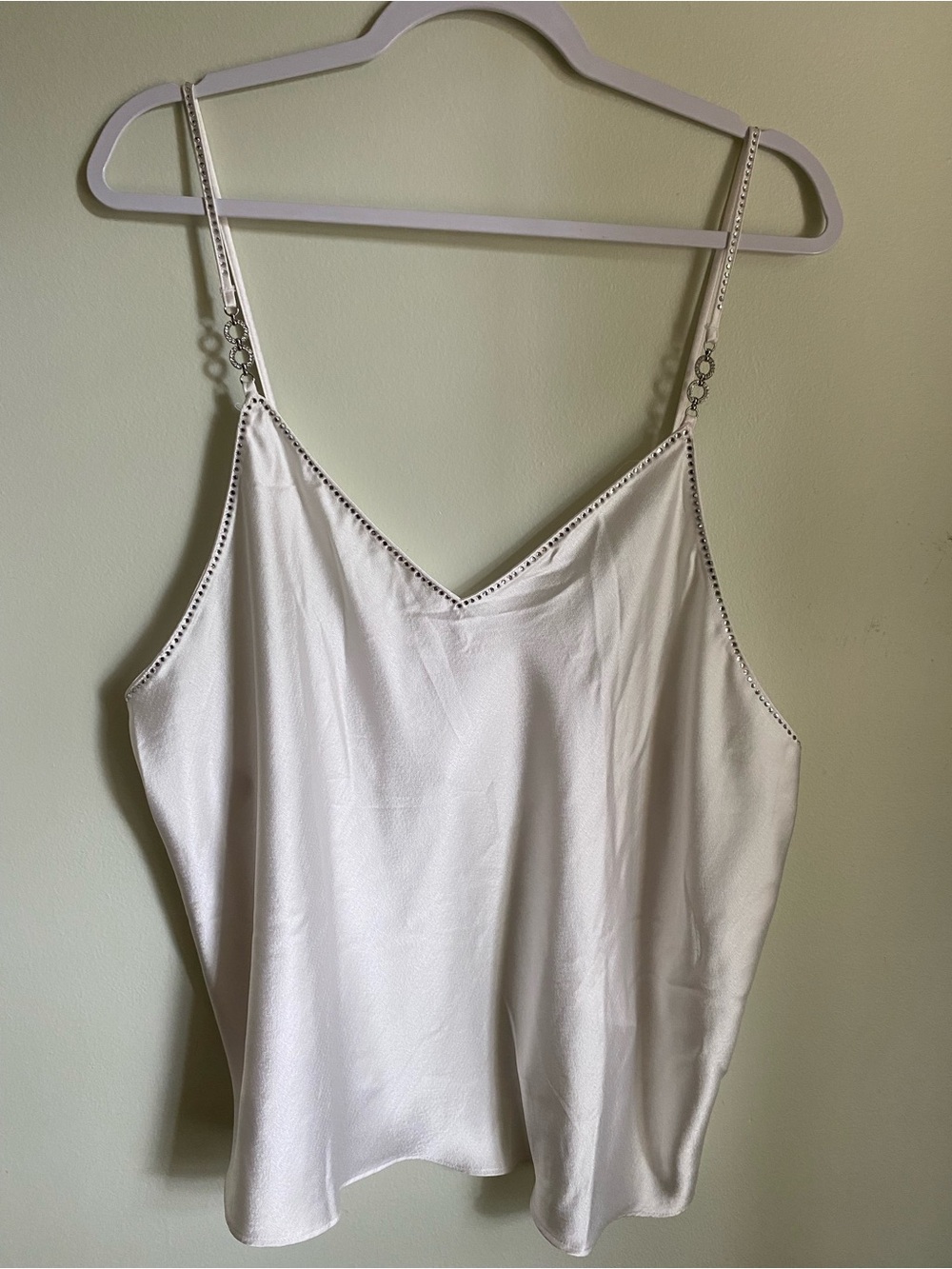 Satin Tank Angels Victoria's Secret with Diamond Trim in White Plus Size